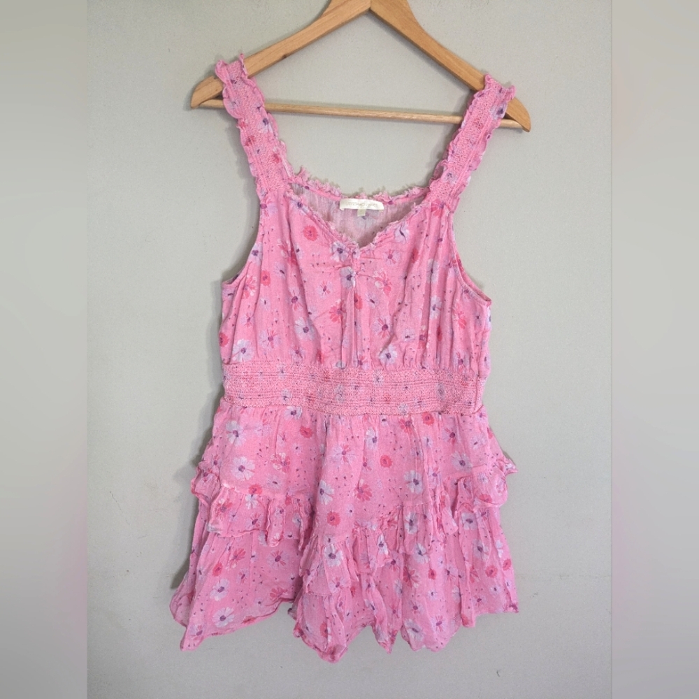 LoveShackFancy Norelli Pink Mini Ruffle Dress Size XL - Picture 5 of 8